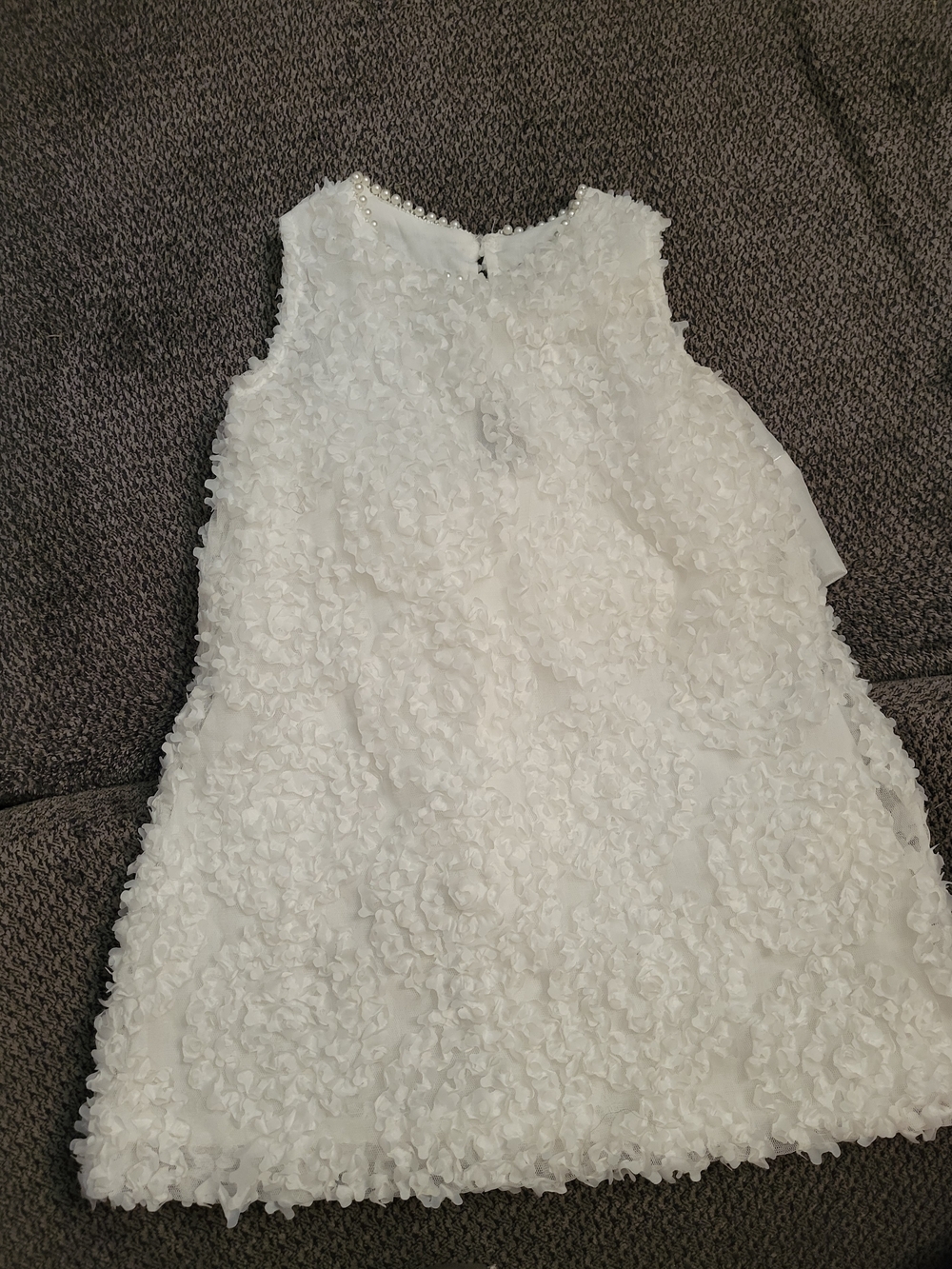 White Floral Appliqué Girls' Dress